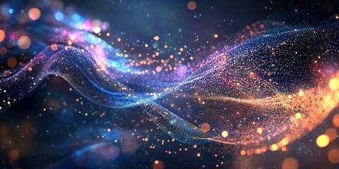Wall Mural - illustration, motion, color, art futuristic digital illustration of a holographic light bulb forming