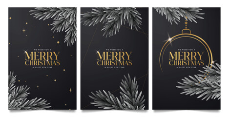 Wall Mural - merry christmas and happy new year greeting clipart poster design. wishing merry christmas invitatio