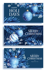 Wall Mural - merry christmas greeting clipart banner design. merry christmas and happy holidays wishing text clip