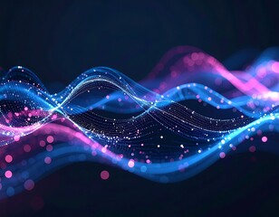 Wall Mural - Abstract wavy lines of glowing particles