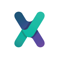Wall Mural - the image shows a logo design of a letter x in aqua and purple colors in simple 3d style that looks 