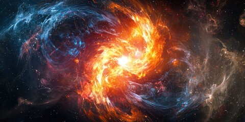 Wall Mural - a galactic explosion resembling a fusion of supernovas and swirling energy fields