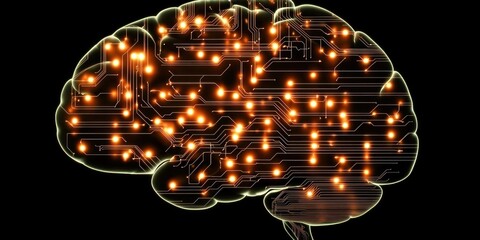 Wall Mural - a glowing digital brain symbolizing the next stage of artificial intelligence evolution