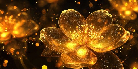 Wall Mural - a gold animated flower blooming sequence color, blur, xmas, colorful, card, wallpaper, neon, celebra