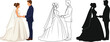 © Asma - Wedding couple illustration vector art bride and groom silhouette marriage ceremony love romance celebration design