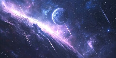 Wall Mural - a magical gateway in deep space, with swirling celestial colors and shooting stars