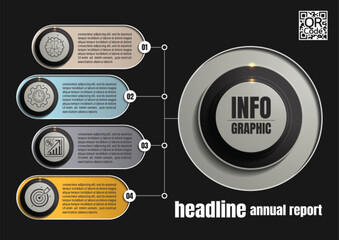 Wall Mural - Business timeline infographic with 4 professional steps, easy to edit vector layout for presentation, workflow diagram and report design, suitable for corporate use, not AI made