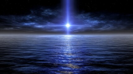 Wall Mural - Cosmic Starlit Reflection On Watery Horizon