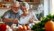 © Ariesshitoku - Joyful senior couple cooking a healthy meal together in their kitchen, enjoying a happy and active retirement