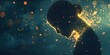 © phy - A surreal image of a person slowly breaking apart into tiny glowing pixels