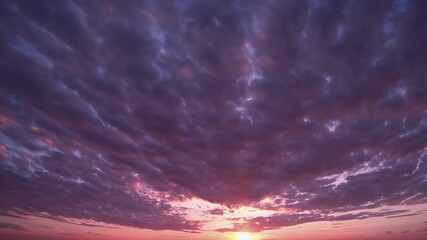 Wall Mural - breathtaking 4K animation golden sunset breaking through clouds illuminating sky pink orange purple tones continuous serene loop ideal meditation relaxation