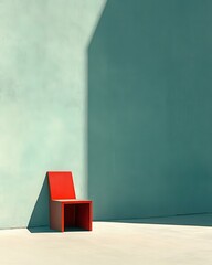 Wall Mural - Bold Red Chair in Minimalist Bright Composition on Smooth Surface