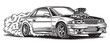 © tarakacraft - burnout wheel drifting car engraving vector illustration
