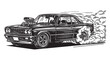 © tarakacraft - burnout wheel drifting car engraving vector illustration