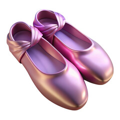 Wall Mural - 3d ballet slippers with satin ribbons isolated on transparent background