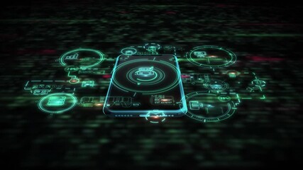 Wall Mural - 3d mobile surface with embedded data animations
