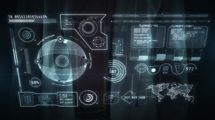 Wall Mural - businessman working with futuristic digital display touchscreen interface