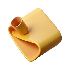 Wall Mural - 3d modern yellow coffee cup and saucer isolated on transparent background