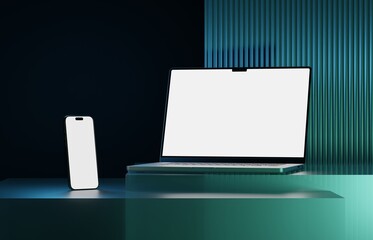 Wall Mural - Responsive Web Design and website Mockup, Devices Mock up, Smartphone desktop tablet laptop template Mockup