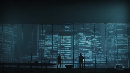 Wall Mural - blueprint of ai in data visualization, displayed on an office laptop