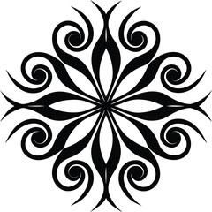 Wall Mural - Black and white abstract floral ornament with vintage seamless pattern and decorative swirl elements