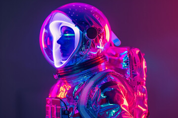 Wall Mural - spacesuit helmet displays a modern, high-tech generative ai