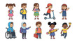© Syahidan Akbar - Diverse group of happy cartoon children ready for school