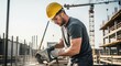 © Hammam - construction worker using angle grinder on a construction site