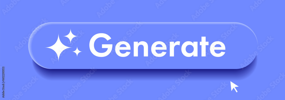 Generate AI button blue color user interface. Artificial intelligence ...