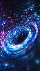 Wall Mural - Intricate space scene with bright, sparkling colors and a black hole at its center.