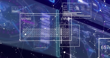 Wall Mural - after outlines fading in keyboard shifting as nodes moving, numbers updating to visualize data flow