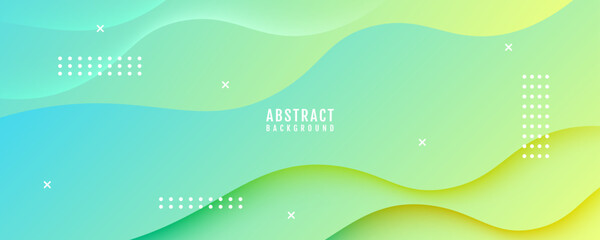 Wall Mural - 3d blue green abstract background overlap layer on bright space with flowing waves decoration. moder