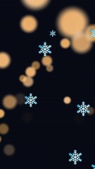 Wall Mural - animation of snowflakes over light spots on black background