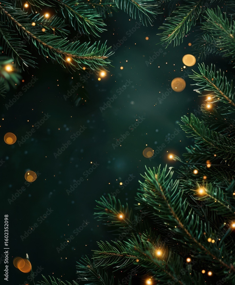 dark green christmas fir tree branches background with empty copy space ...