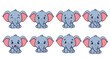 © Ankit - Cute elephants showing different emotions. Cartoon, animal, sad, happy, expressions, adorable, illustration, design
