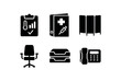 © Design Ful - solid icon isolated health office temperature chart health office vaccination record binder health office privacy screen panel health office ergonomic chair health office desktop organizer