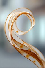 Canvas Print - abstract transparent ribbon with brown splashes creating spirals and swirls for creative backgrounds