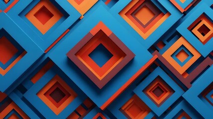 Nested Blue And Orange Squares Geometric Pattern Abstract Design