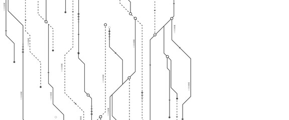 Abstract digital technology futuristic internet network speed connection white and black background. Technology background with crossed lines and dots.