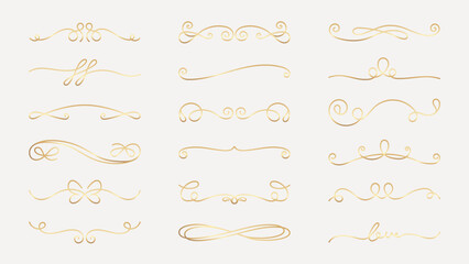Wall Mural - vector set. elegant gold floral dividers. gold leaves and branches create delicate dividers. perfect
