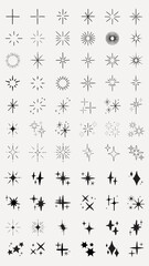 Wall Mural - collection of hand-drawn star icons. various star designs in black and white. simple star shapes, de