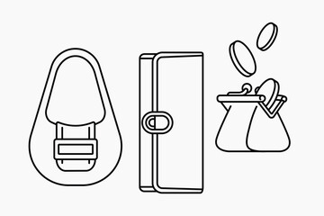 Wall Mural - women's bag line art vector