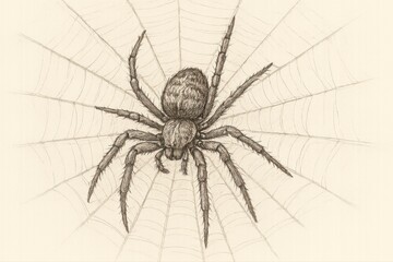 Illustration of a spider sitting in the middle of its intricate web