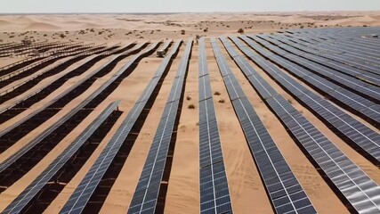 Extensive solar panel array in a desert landscape