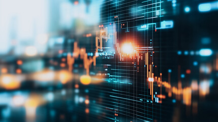 Wall Mural - digital data flow visualization: a dynamic display of interconnected data streams, charts, and illum
