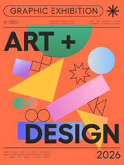 Wall Mural - abstract geometric art poster.vector background with bold dynamic shapes and modern typography.artis