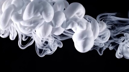 Wall Mural - high quality video 4K footage white smoke floating swirling fading solid black background perfect use fire effects abstract visual overlays foggy atmospheric cinematic