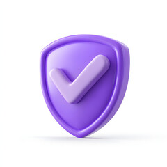Wall Mural - cartoon 3d icon safety shield check mark perspective . purple symbol security safety icon. checkmark