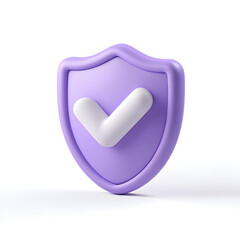 Wall Mural - cartoon 3d icon safety shield check mark perspective . purple symbol security safety icon. checkmark