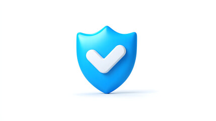 Wall Mural - cartoon 3d icon safety shield check mark perspective . blue symbol security safety icon. checkmark i